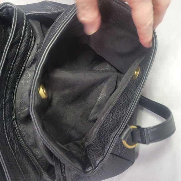 Rosetti Black Textured Shoulder Bag With Gold Accents & Multiple Compartments - Picture 8 of 11